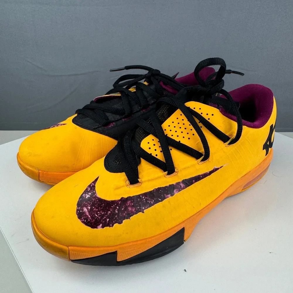 Nike KD 6 PB&J Kids Size 4Y Orange Basketball Shoes 599477-801 Low Top Sneakers
